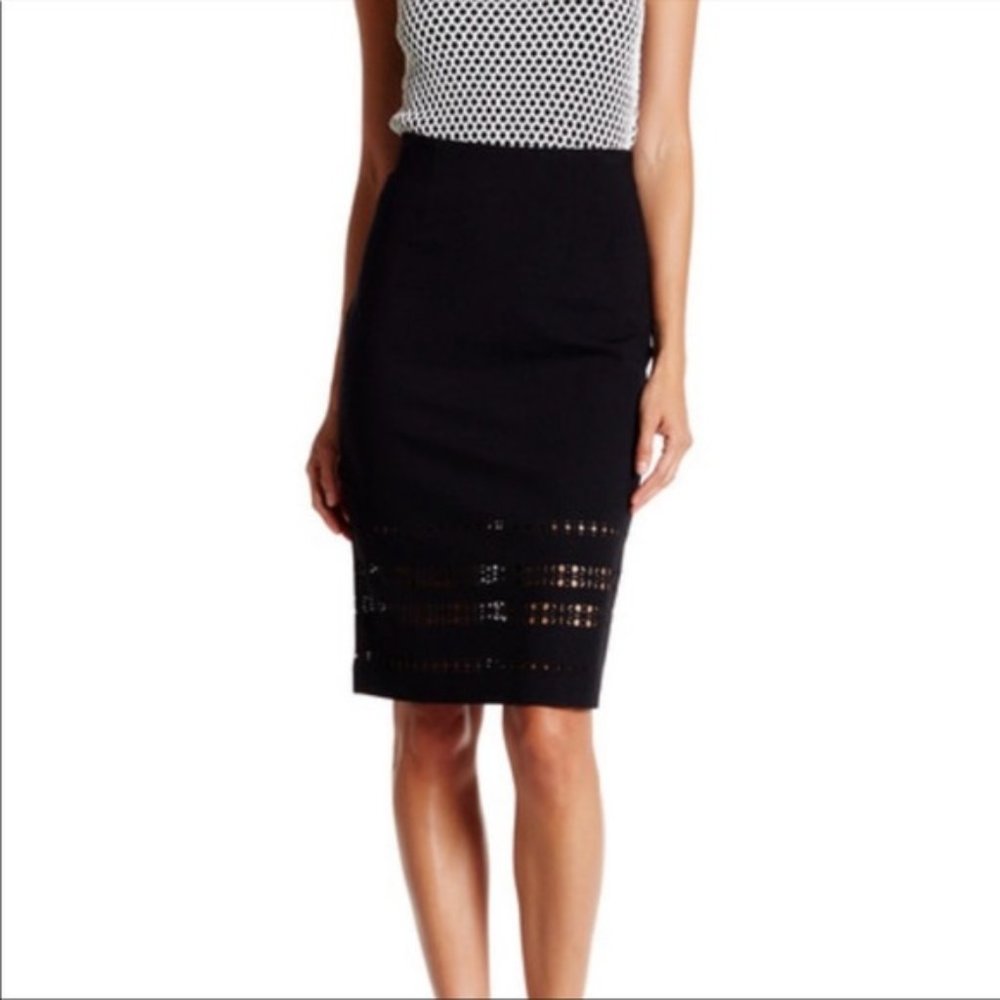 Amanda & Chelsea Laser Cut Ponte Pencil Skirt